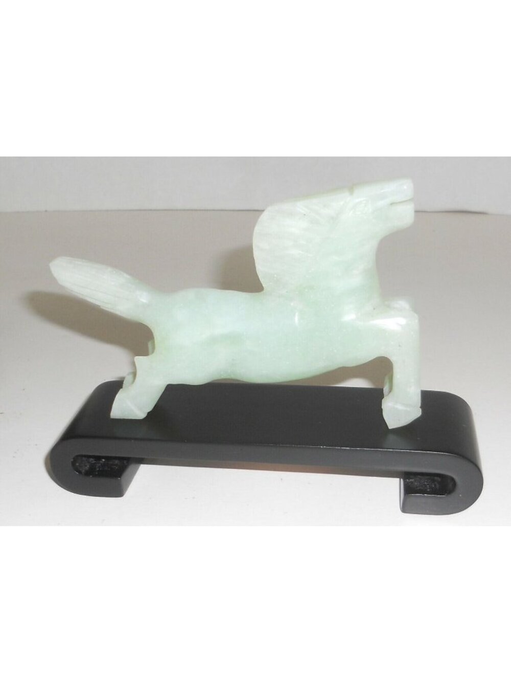 1980s Jade Running Horse Sculpture With Stand-NIB NOS